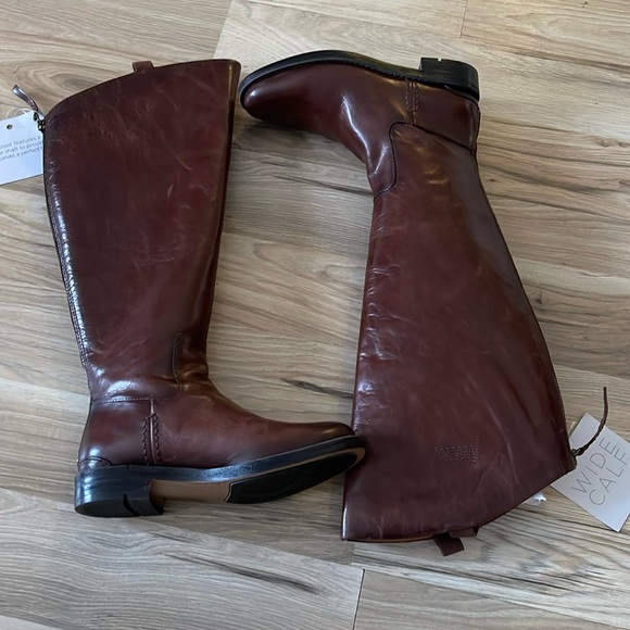 Franco Sarto Wide Calf Hand Stitched Leather Boots - Picture 2 of 11